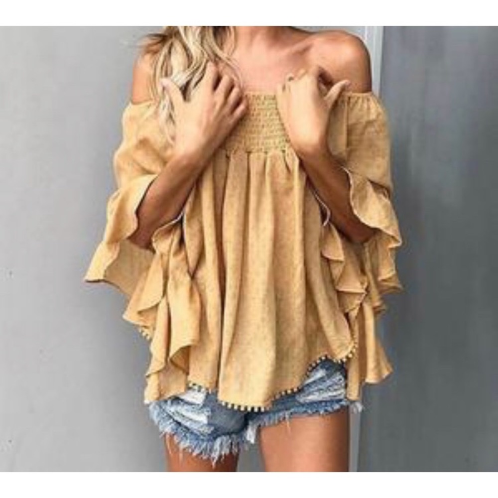 Boho   Off The Shoulder Bell sleeve blouse